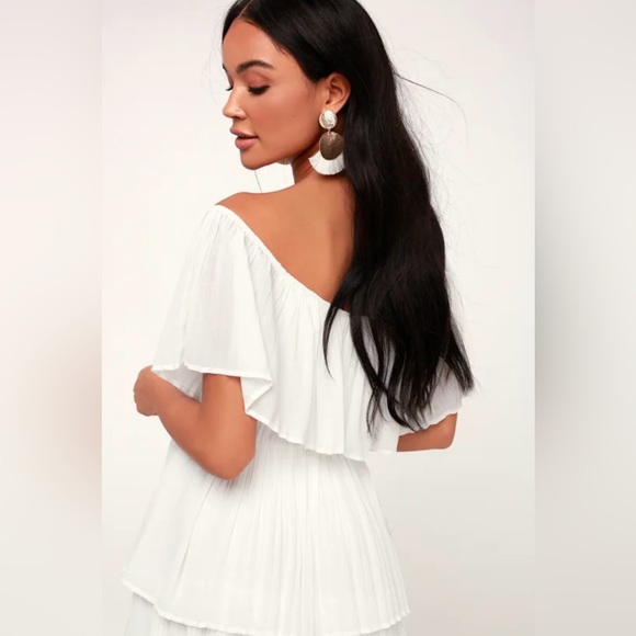 Lulu’s Gala Ready White Off-the-Shoulder Ruffle Midi Dress - Picture 3 of 6
